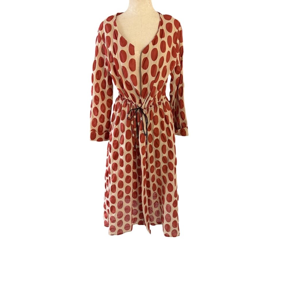 Moyuru Womens Polka Dot Tunic One-Piece Dress Size M/L Burnt Orange Cotton